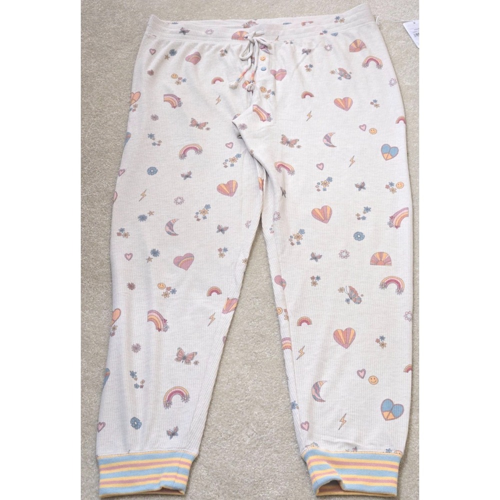 PJ Salvage Sunshine On My Mind Pajama Set Womens XL Light Oatmeal NWT - Picture 7 of 16